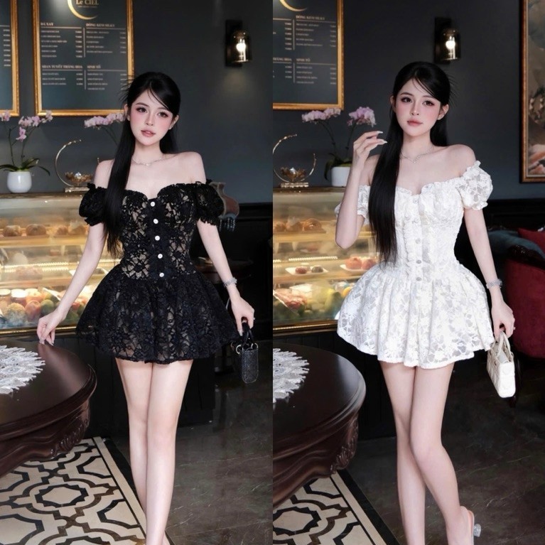 ĐẦM REN CÚP TRỄ VAI FORM XOÈ BYJOLIE