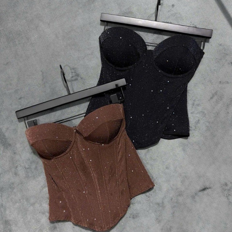 [Follow shop nhận mã 10k] Áo cup corset nhũ kèm mút Gigi Closet QCCC AC0002
