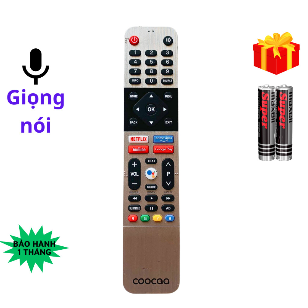 Remote điều khiển tivi COOCAA Mã 02, giọng nói, điều khiển TV COOCAA - Tặng Pin - T&U Remote