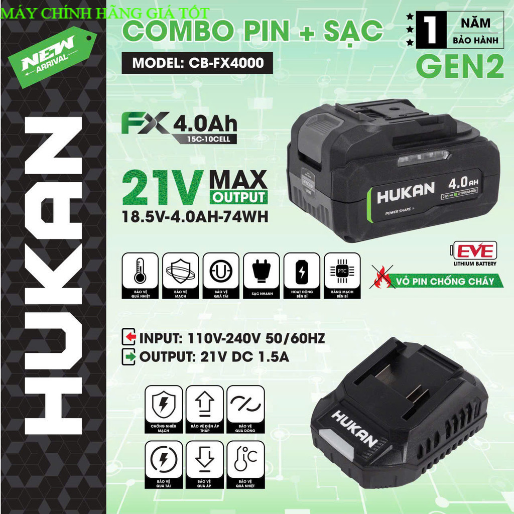 Pin Hukan 10Cell G2- FX4000 Dòng Xả 15C dung lượng 4Ah 6Ah tặng 1 sạc MAYCHINHHANG GT
