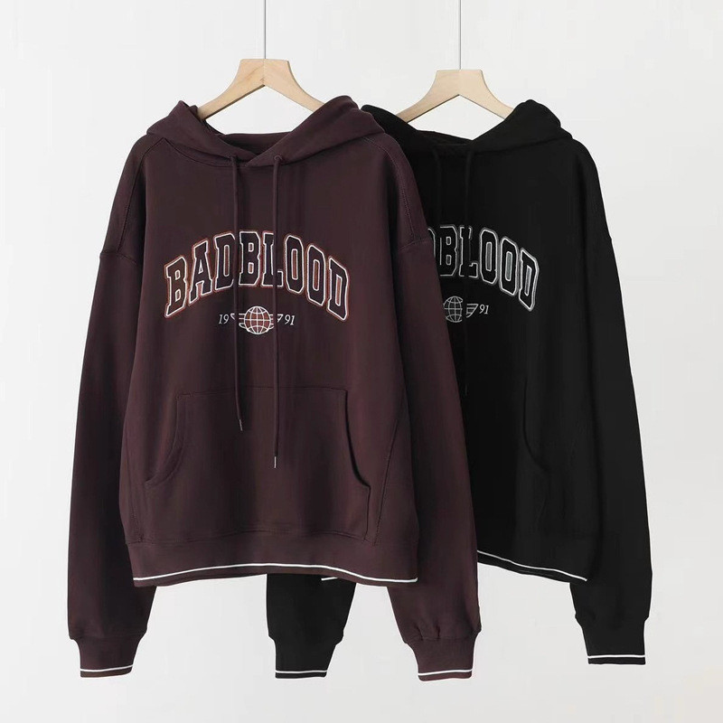 MMXG badblood bcac American-style hooded sweatshirt for women, American retro casual loose top