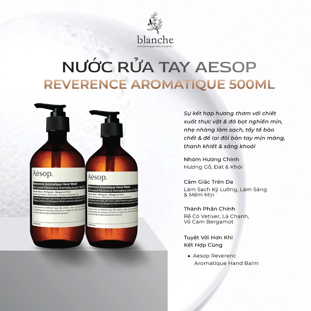 Nước Rửa Tay Aesop Hand Wash Resurrection Aromatique, Reverence Aromatique 500ml (Có Sẵn)