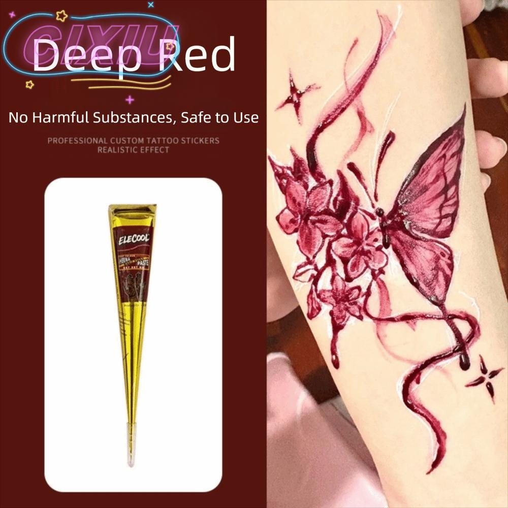 CIXIU Henna Tattoo Cream, Bán vĩnh viễn Henna Dán Cone, Kem xăm màu nâu đen Dễ sử dụng Mehndi Body A