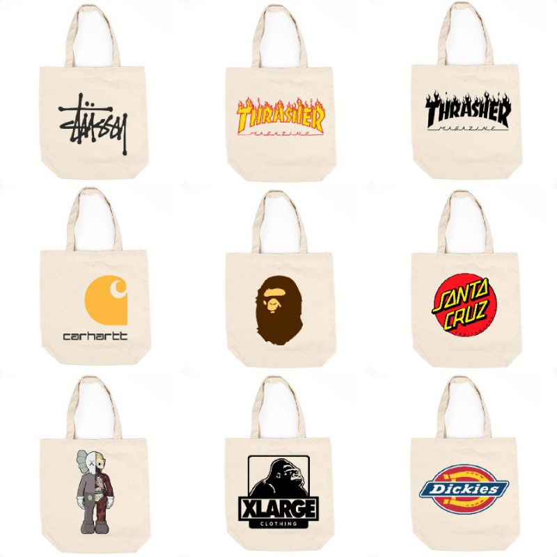 Totebag Dạo Phố Stussy / Thrasher / Carhartt / Santa Cruz / Bape / Xlarge / Nascar / Bbc / Under Fea