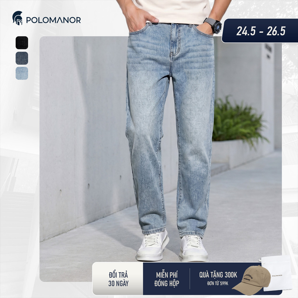 [BEST SELLER] Quần jean nam ống rộng POLOMANOR, BST THE REAL JEANS, form Straight thoải mái, dễ mặc dễ phối | BigBuy360 - bigbuy360.vn
