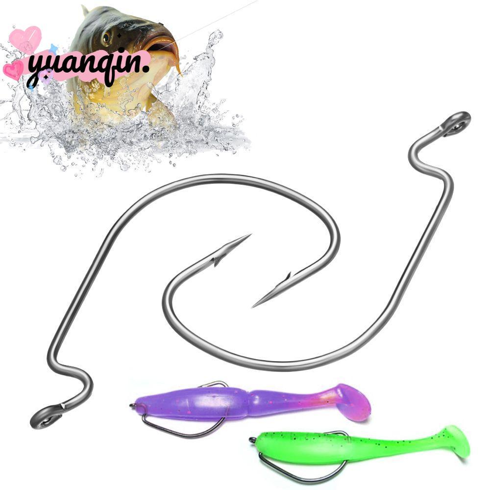 YUANQIN 10 Chiếc Móc Câu Offset Thép Gai Hign Thép Carbon Softjerk Worm Hook