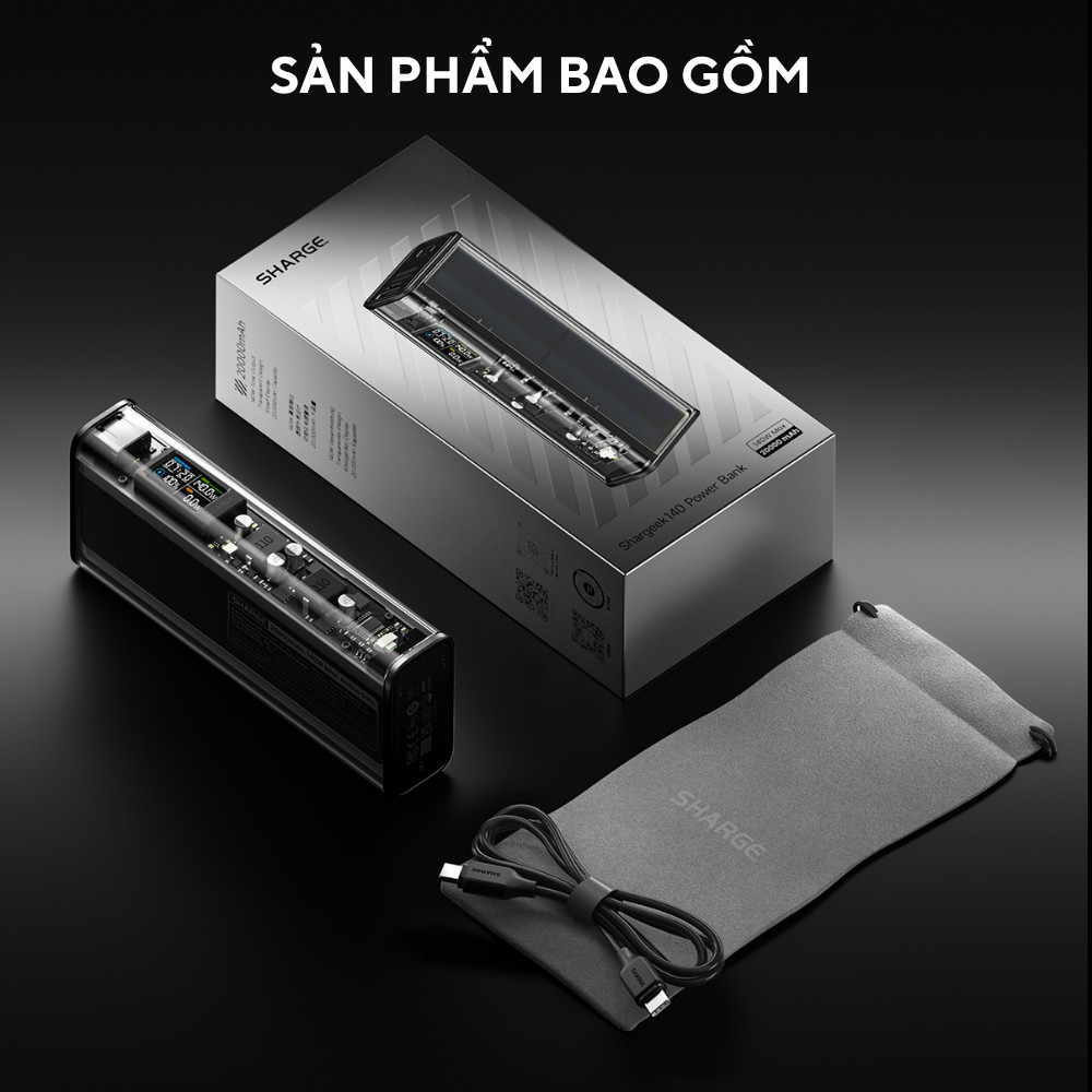 Sạc Dự Phòng SHARGE Shargeek Storm 2 Slim 140W 20000mAh | Thiết Kế Trong Suốt | BH 12 Tháng