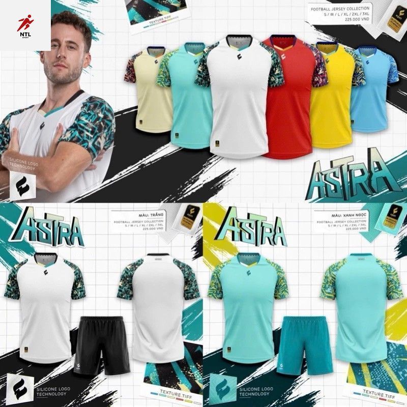 Quần áo đá bóng, không logo EGAN ASTRA cao cấp, thấm hút mồ hôi cục đẹp NTL SPORT