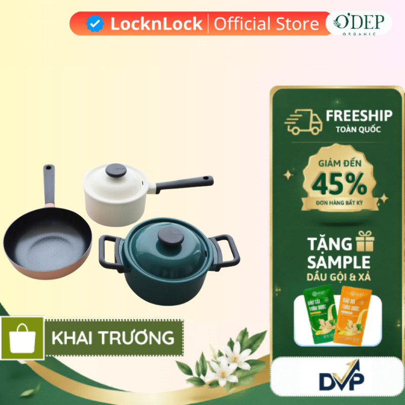 Bộ nồi chảo sâu lòng LocknLock 3 món Decore  LDE1181IHS01 - SHOP DVP