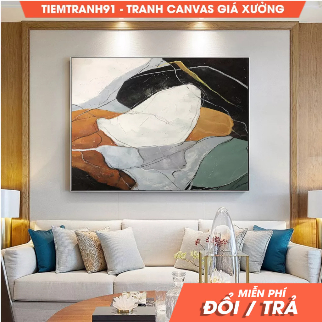 Tranh treo tường, Large Abstract Painting,White Painting Black Painting, Original Minimalist Abstrac