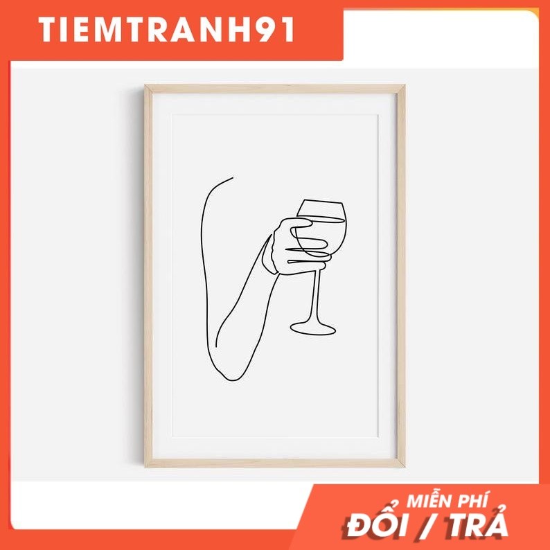 Tranh treo tường | Line art-line art print, wine print, female line art 12 , tranh canvas giá rẻ