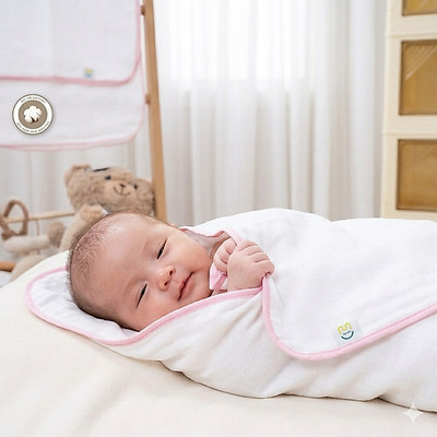 Khăn xô cho bé Ualarogo 90x80cm vải xô cotton 4 lớp mềm mại co giãn thoáng khí thấm hút UR 950