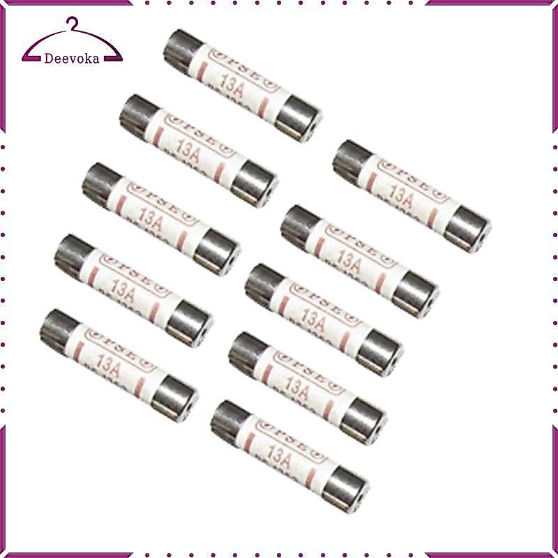 10x Cầu Chì Gốm Cầu Chì Ống BS1362 13A Điện Gia Đình Văn Phòng Chính Cắm