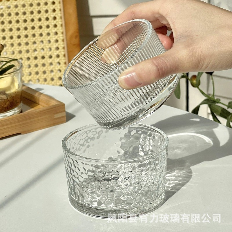 New Product~ins Fresh and simple style square glass bowl, ice cream bowl, dessert, fruit, cereal, br