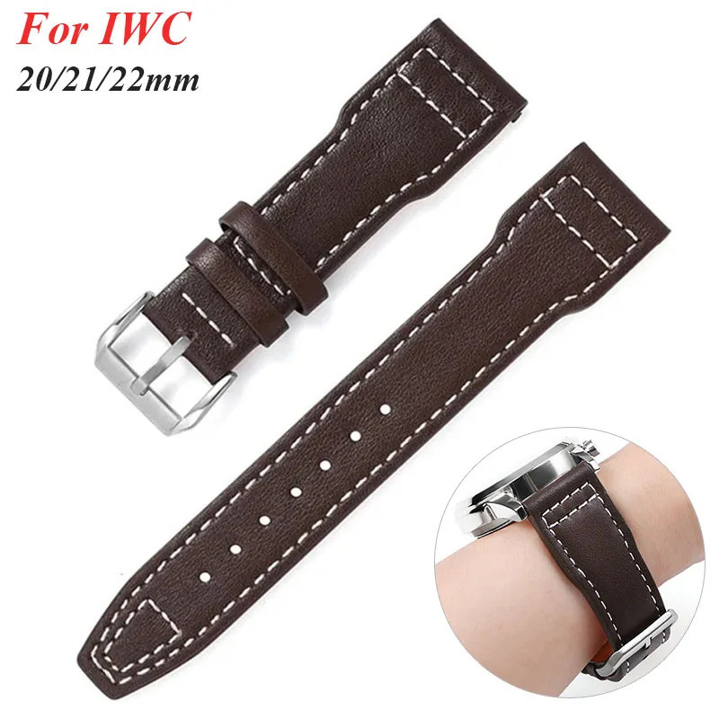 20mm 21mm 22mm Dây đeo đồng hồ bằng da cho IWC Pilot Dây đeo đồng hồ thể thao chống nước cho nữ Vòng