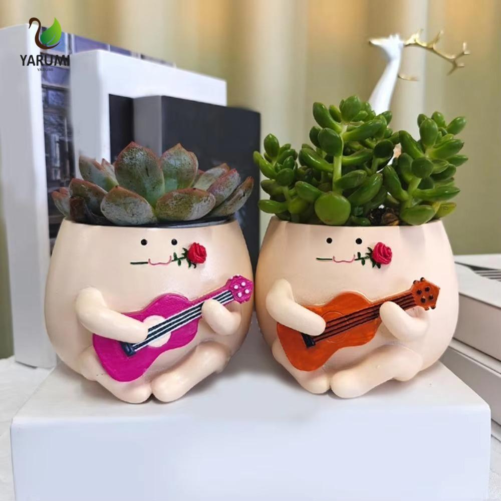 Chậu hoa Ukulele ALISON, Chậu hoa mọng nước Guitar thủ công dễ thương, Đồ thủ công bằng nhựa sáng tạ
