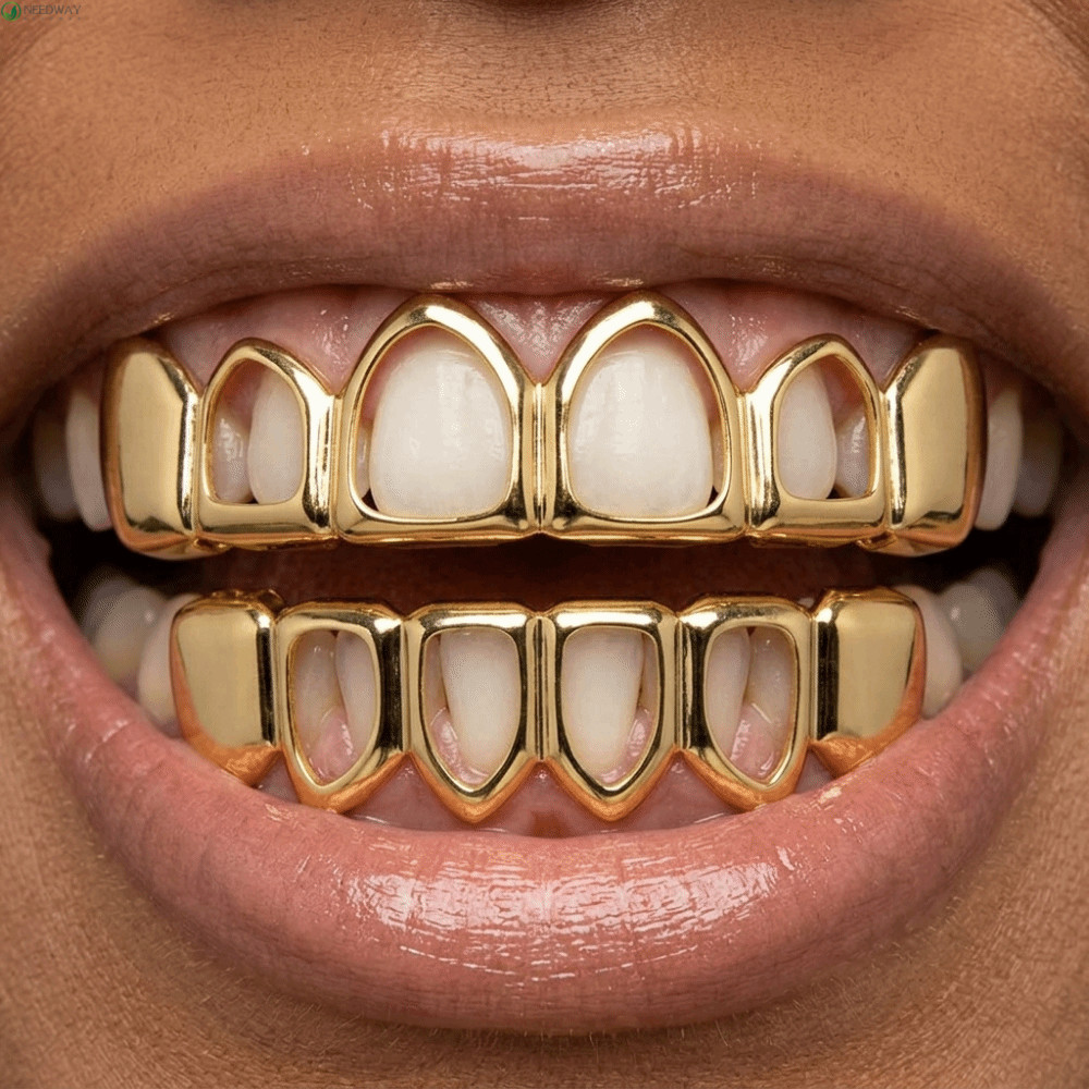 NEEDWAY 2 Cái / bộ Lưới Nướng Nha Khoa, Hip Hop Classic Charm Grillz, Trang Sức Nha Khoa Bóng Đơn Gi