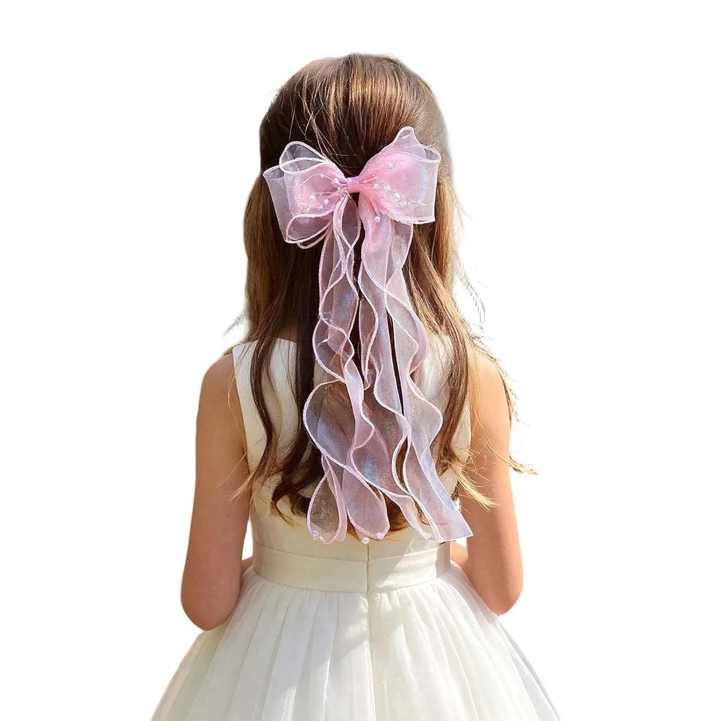 Girls 'CommunionHairPhụ kiện, BowwithPearlsandOrganzaRibbons, HeadpieceFirstCommunionFlowerGirl, Flo