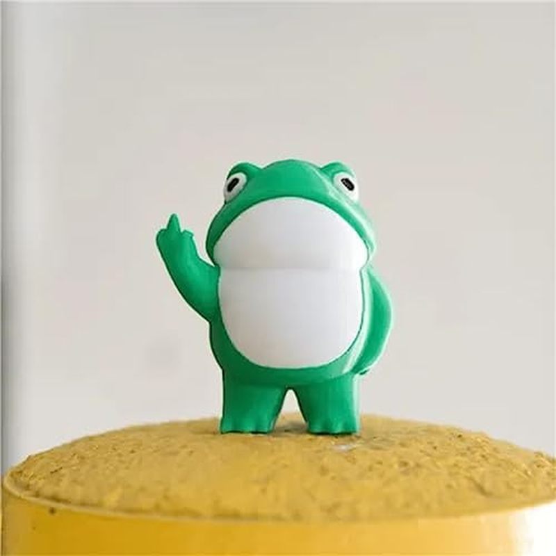 Jxueych Rebellious Frog Figurine, Tall 3.3 Inch, Cute Mini Frog for Fairy Garden Decor, Outdoor Tabl