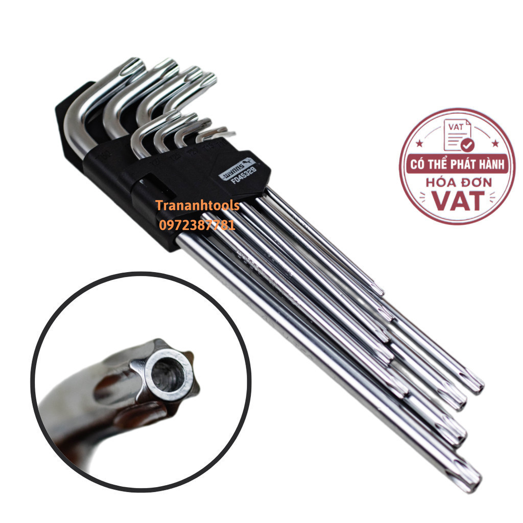 Bộ hoa thị Wynn's Tools F045329 9 chiếc T10-T50 chất liệu CRV chống gỉ, bộ bông mai vặn ốc hoa thị đ