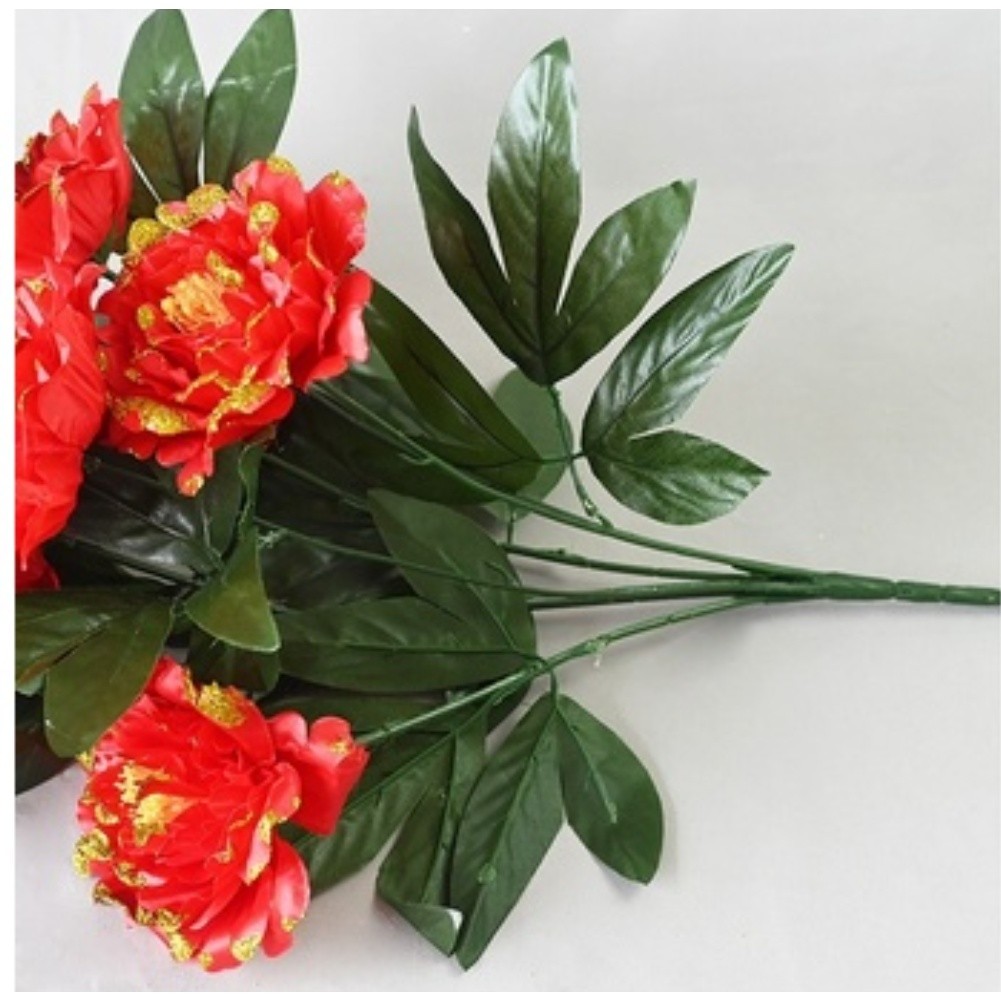 [NISO]Silk Peony Bouquet 7 Peony Heads Gold-edged Petals Ultra-realistic Silk Petals