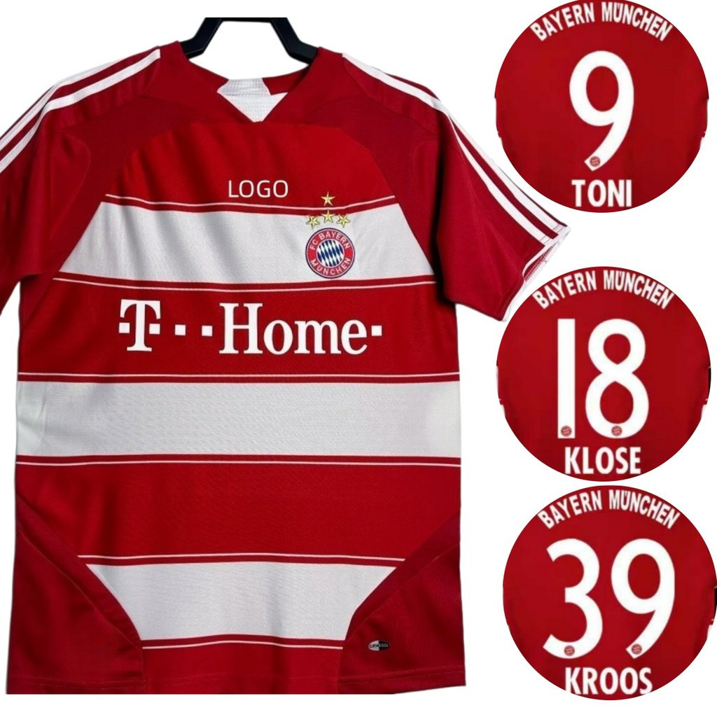 2007 / 08 Bayern Munich Retro Edition Áo bóng đá sân nhà Áo thun nam ngắn #9 TONI