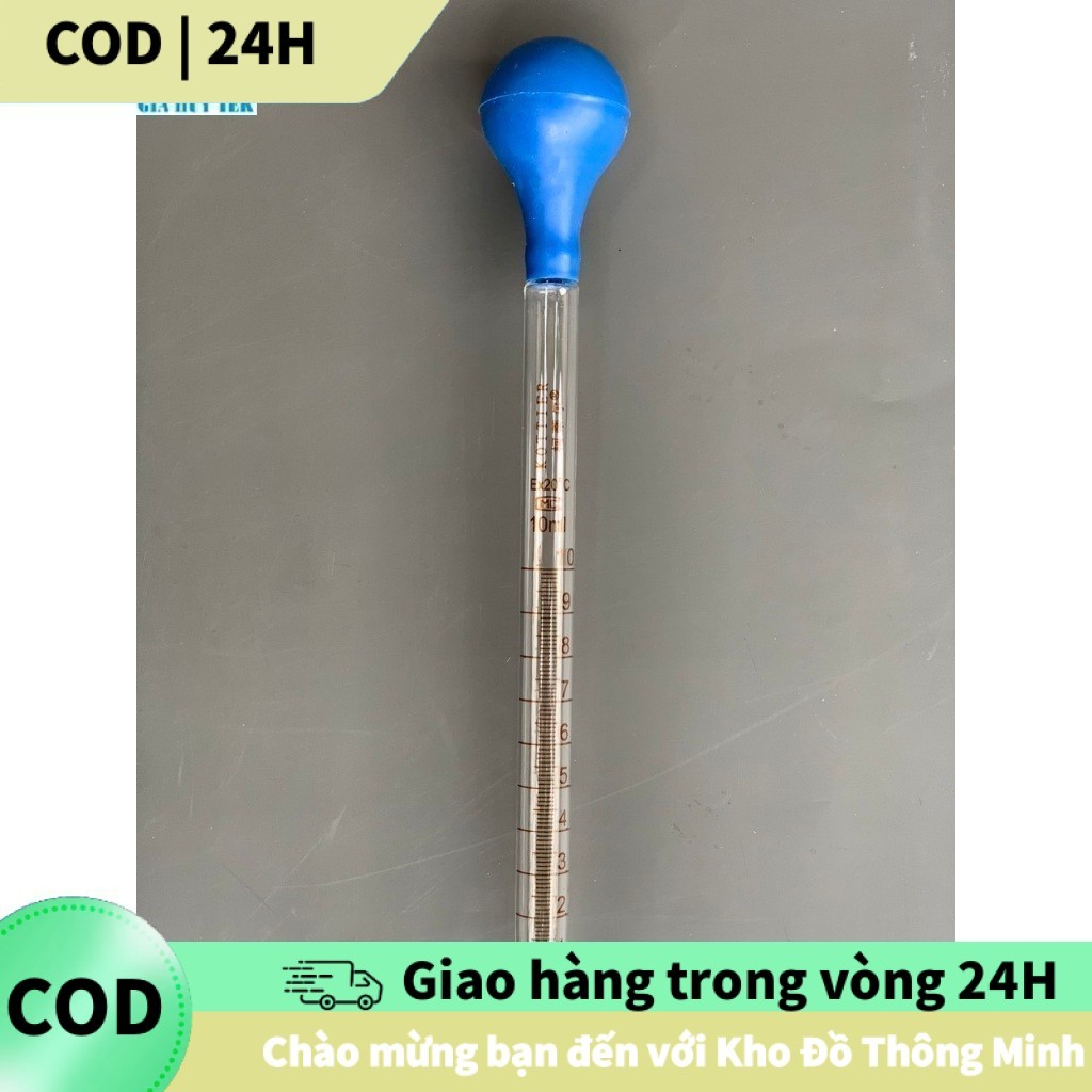 [COD] Ống Pipet Thủy Tinh 10ml Có Vạch Chia, Kèm Bóp, Dụng Cụ Phòng Thí Nghiệm