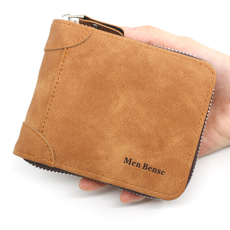 Preferred in-stock items#Unique Men's Short Zipper Wallet 80% off Vintage Matte Men's Wallet pu Coin