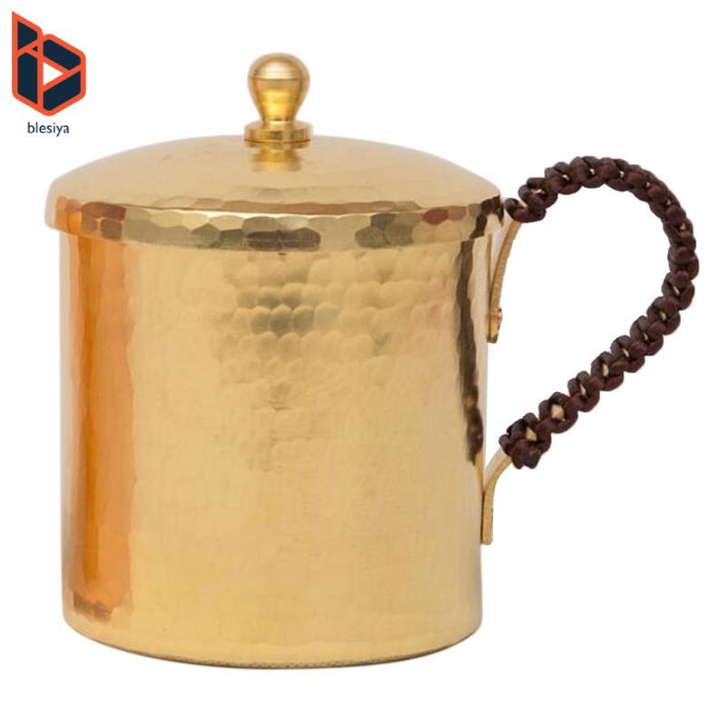 Blesiya Moscow Mule Mug Cup Trà Cà Phê Bia Uống Có Nắp Đồng 350ml