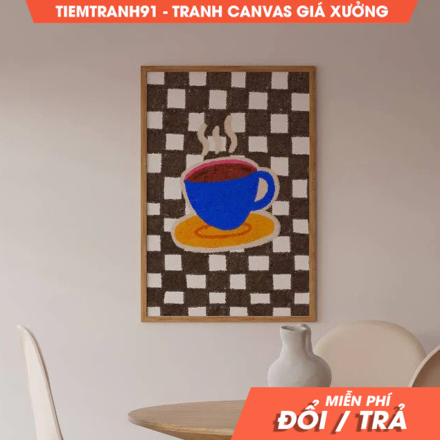 Tranh treo tường, Black Coffee Illustration, Colorful , Still Life Illustration, Printable Art, tặng