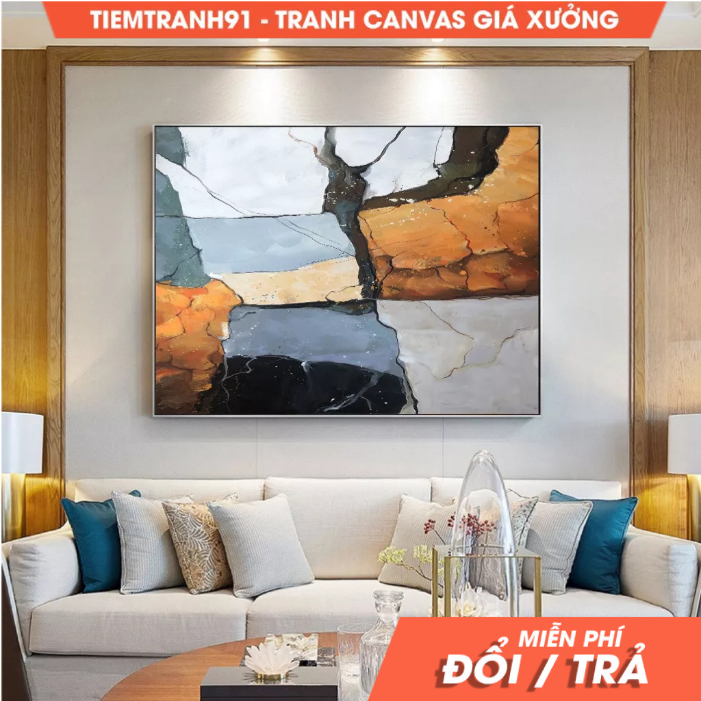 Tranh treo tường, Large Abstract Painting,Gray Abstract Painting , Original Gold Minimalist Abstract