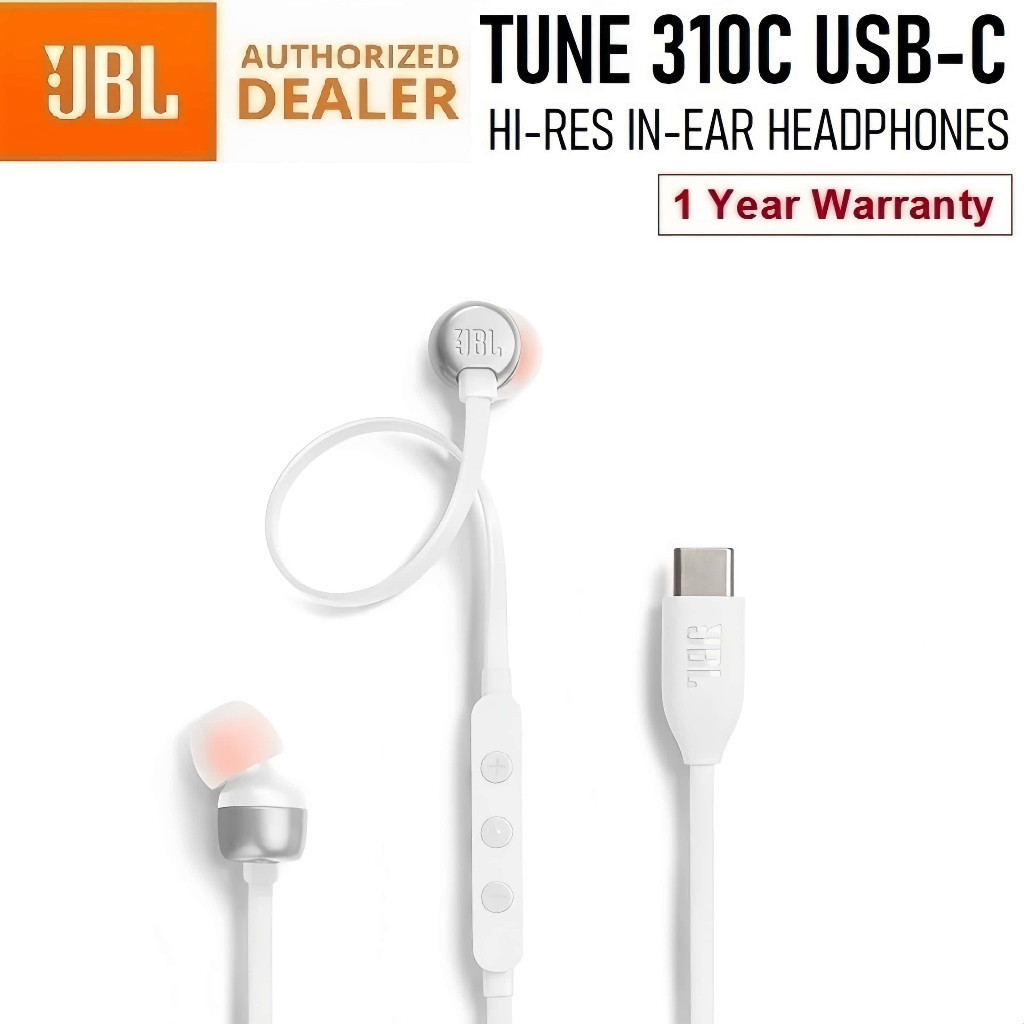 Tai Nghe Dây JBL Tune 310C Cổng Type C Chính Hãng, Có Mic Đàm Thoại Bass Mạnh Mẽ Hi-Res Chất
