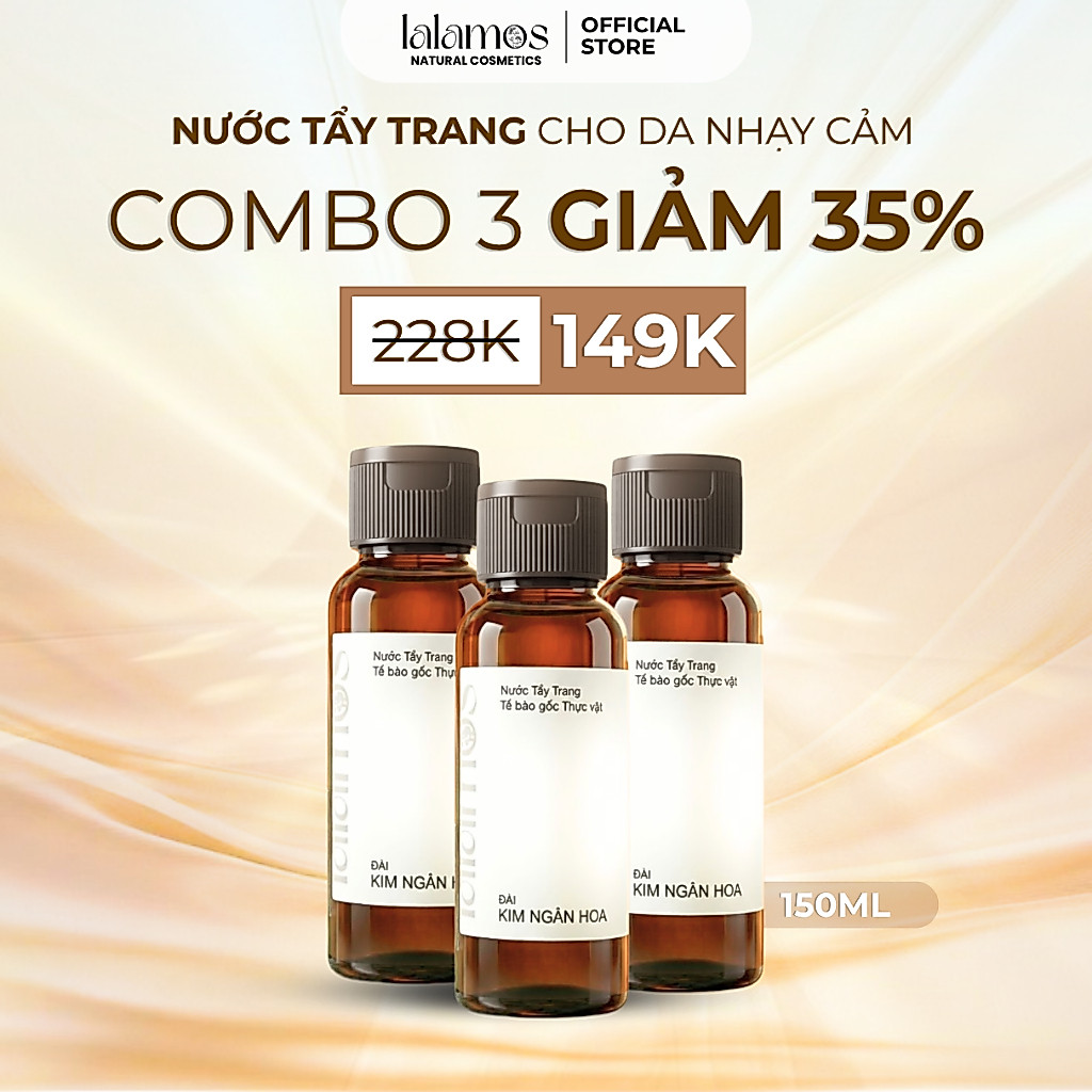 Combo 3 Nước Tẩy Trang LALAMOS Đài Kim Ngân Hoa Sạch Sâu Không Khô Da Mini Size - 50ml
