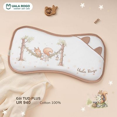 Gối cho bé Ualarogo TOD PLUS sơ sinh vải Cotton ruột cao su non đàn hồi nâng đỡ vùng đầu UR 940