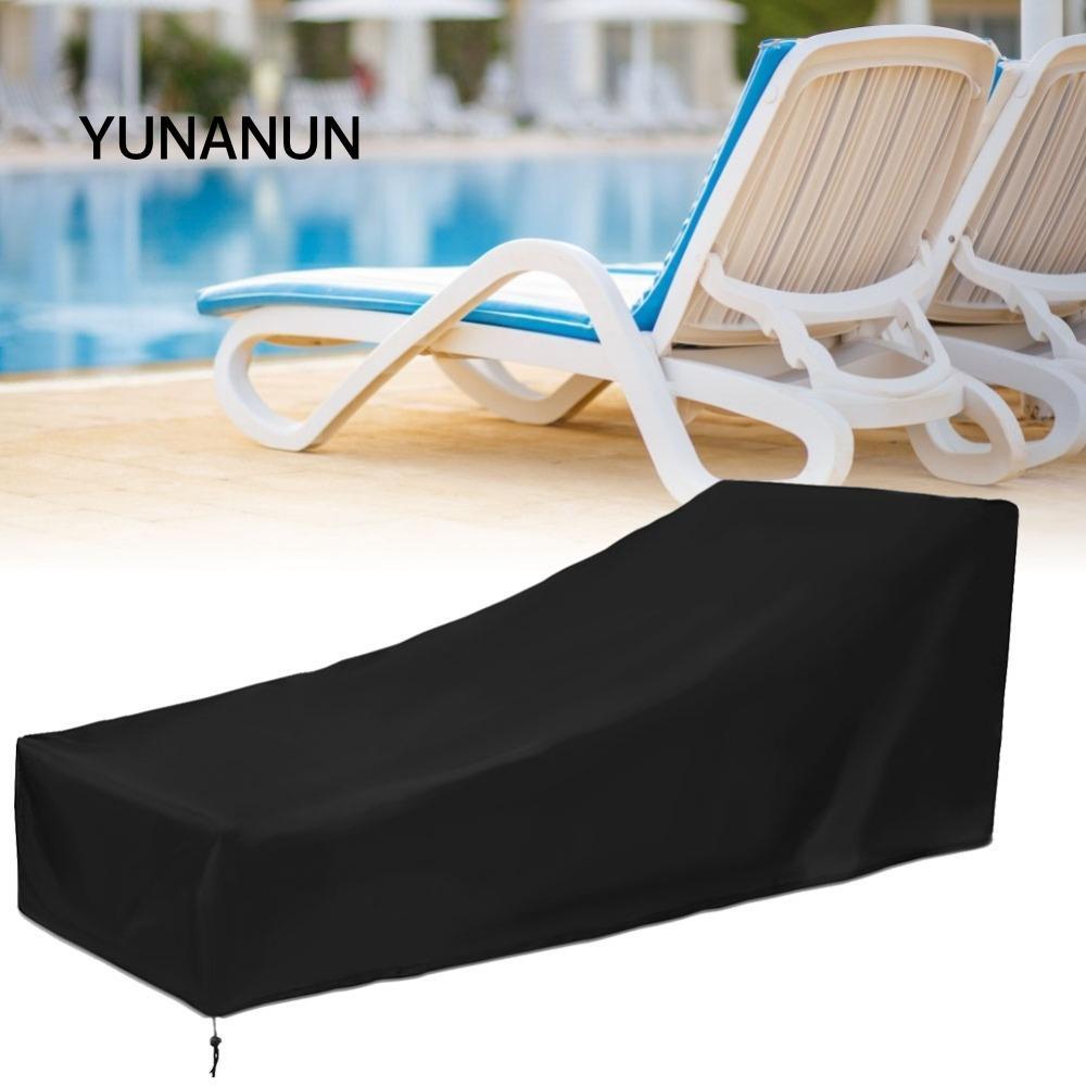 YUNAUN Chaise Lounge Ghế Cover, Vải Đen Chống Thấm Nước Chaise Lounge Cover, Bền Gấp Chống Bụi Ngoài