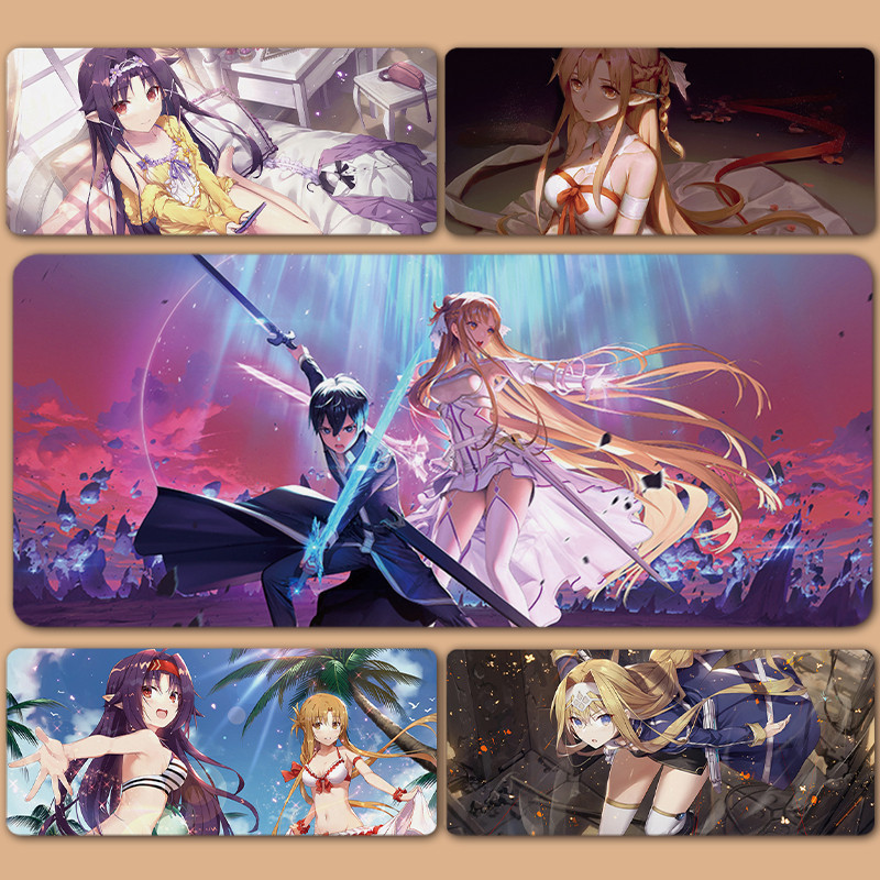 Anime Sword Art Online Kirito Asuna Shino Yuki Alice Miếng Lót Chuột Máy Tính Lớn Laptop Chống Trơn 