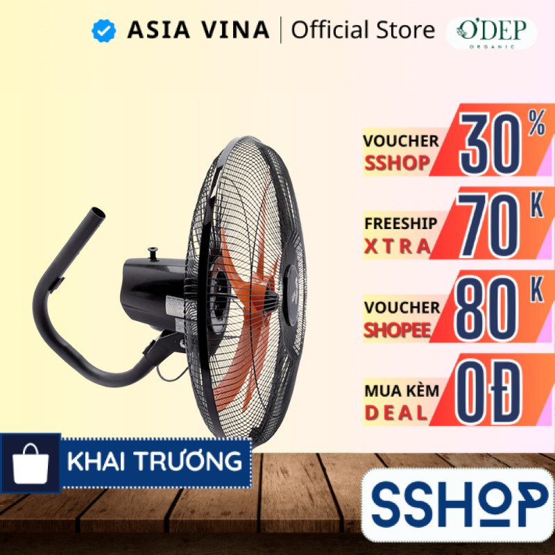 Thùng 2 quạt treo tường cổ cò Asia 80W, gió mạnh, tiếng êm, tiết kiệm điện L20002-DV0 - SSHOP SSO
