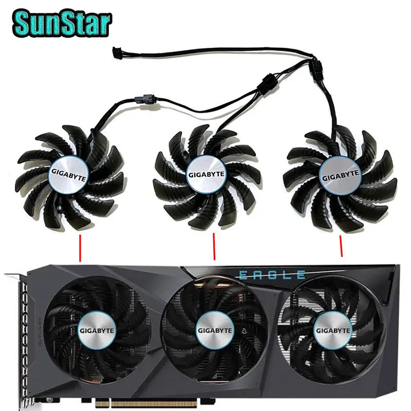 ‘ T mới128010Quạt làm mát card màn hình SU 75MM 4PIN, Dành cho card đồ họa Gigabyte RX 6600XT 6700, 
