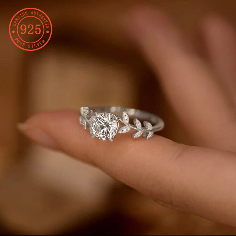 SHEFULI Mới Về Lá Bốn Prong Moissanite Nhẫn CSX1455