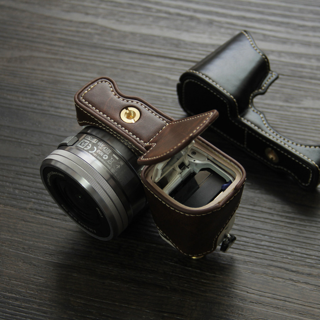 Thích hợp cho Vỏ máy ảnh Sony nex5t NEX-5 Half Case 5R Vỏ bảo vệ 5C Đế da nex7 / NEX-6
