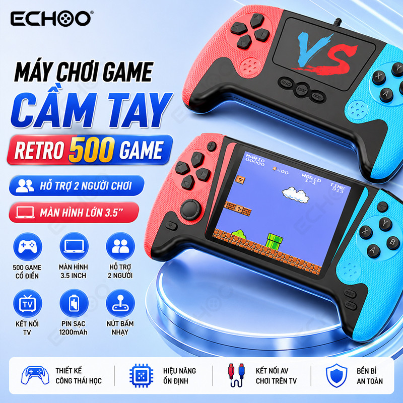 Máy Chơi Game Cầm Tay Q21 Retro 500 Game Màn Hình 3.5 Inch HD Hỗ Trợ 2 Người Chơi Kết Nối TV AV