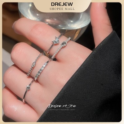 DREJEW siêu flash kim cương giả mở vòng thời trang tối giản tinh tế ngón tay trỏ nhẫn sang trọng cao cấp đa năng phụ kiện dành cho nữ