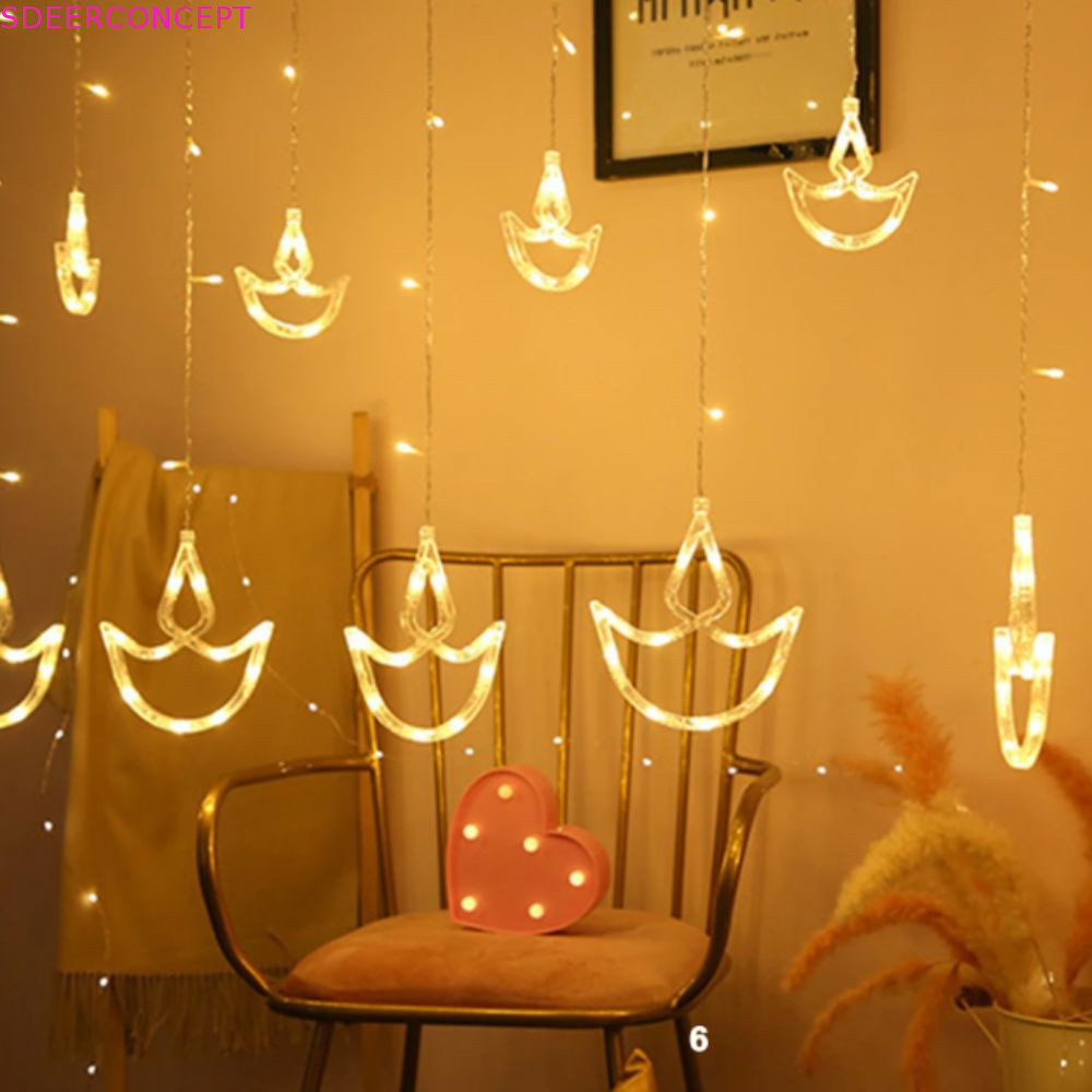 Đèn diwali SDEERCONCEPTNR, Đèn rèm hình trái tim cắm USB, Đêm Giáng sinh rực rỡ Happy Diwali Dây đèn