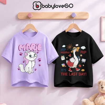 Áo thun bé gái BabyloveGO, áo phông cho bé 100% cotton khô thấm hút mồ hôi