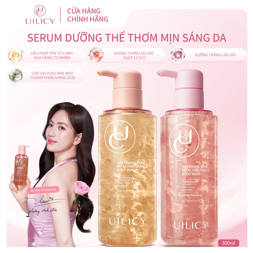 Sữa Tắm Cánh Hoa UILICY 2% Niacinamide Symwhite377 Dưỡng Trắng Làm Sạch Dịu Nhẹ Nhiều Hương Nước Hoa