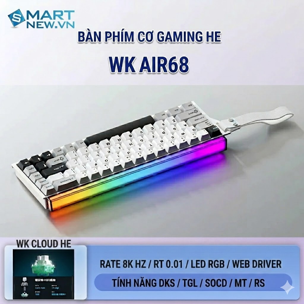 Bàn phím cơ Rapid Trigger Weika Air68 - Tần số 8K HZ - LED RGB - Web Hub - RT 0,01 - Lót full foam - Plate FR4 | BigBuy360 - bigbuy360.vn