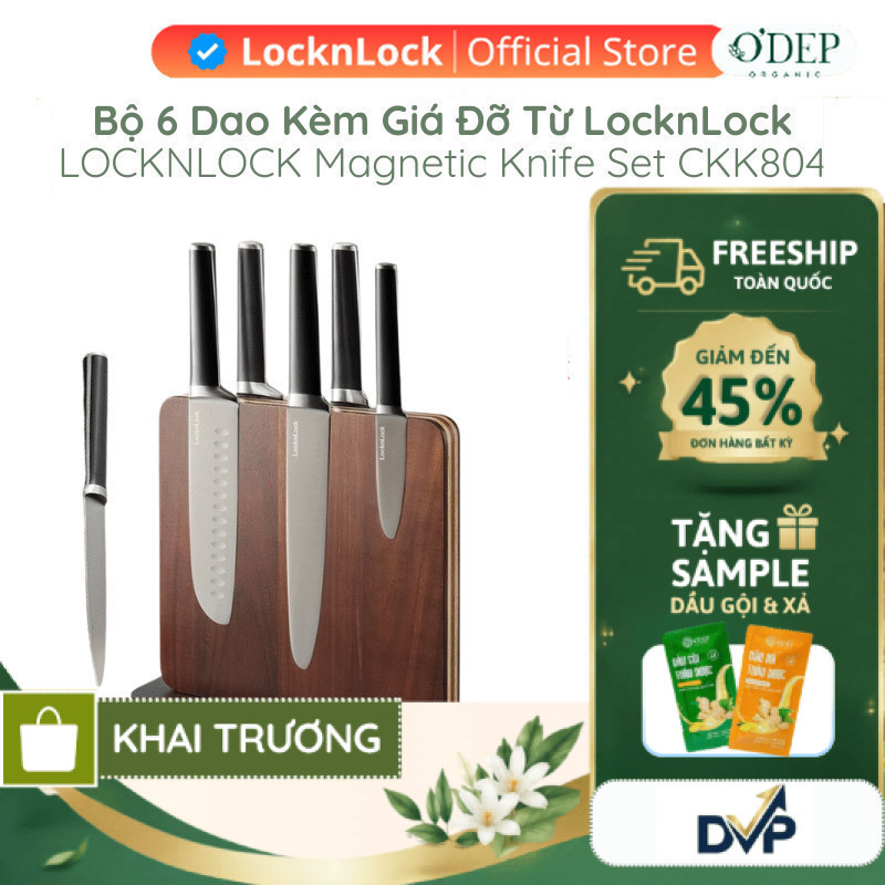 Bộ 6 dao kèm giá đỡ từ LocknLock Magnetic Knife Set CKK804 bằng thép không gỉ - SHOP DVP