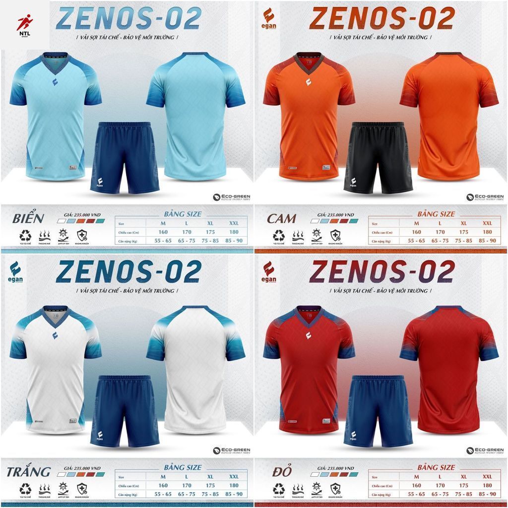 Bộ Quần Áo Bóng Đá Không LoGo EGAN Zenos 02# NTL Sport