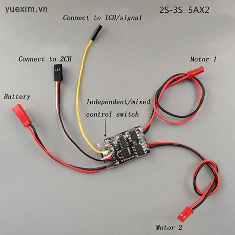Bàn chải hai chiều hai chiều Esc 2s-3s Lipo 5a Esc Điều khiển tốc độ cho mẫu Rc