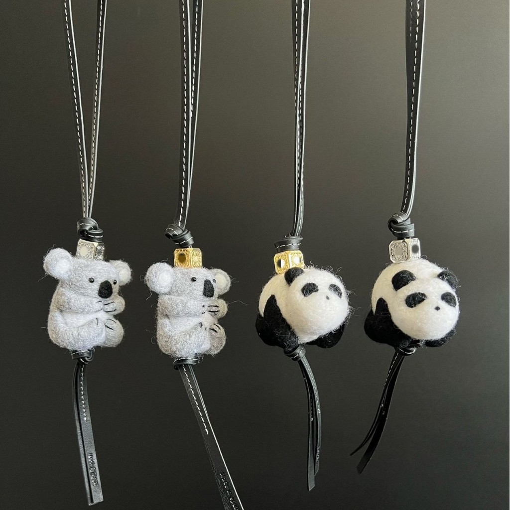 Wool felt pendant panda koala plush toy cute animal keychain penguin bag strap